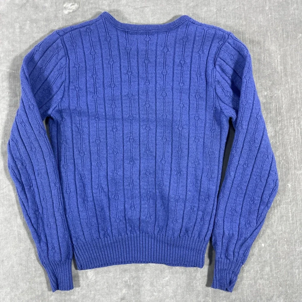 Pendleton Kids Size 36 Blue 100%‎ Virgin Wool Cable Knit Pullover Sweater